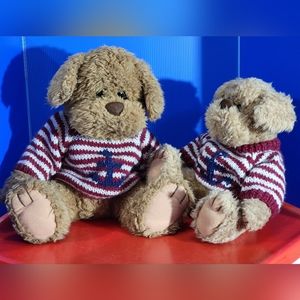 McMuff Dog + Little PAIR Stuffed Animals Plush Teddy Bears Brown Striped Sweater